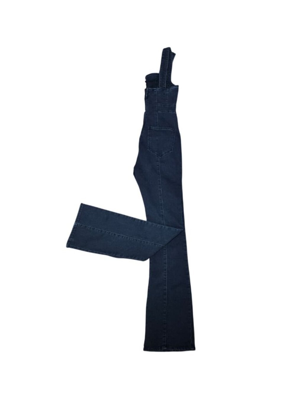 We The Free Free People Denim Flare Overalls XS Dark Wash Stretch Adjustable.
